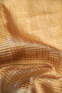 Handwoven Banarsi Silverish Gold Kora Silk Saree