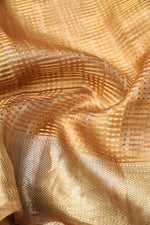 Handwoven Banarsi Silverish Gold Kora Silk Saree