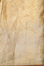 Handwoven Banarsi Silverish Gold Kora Silk Saree