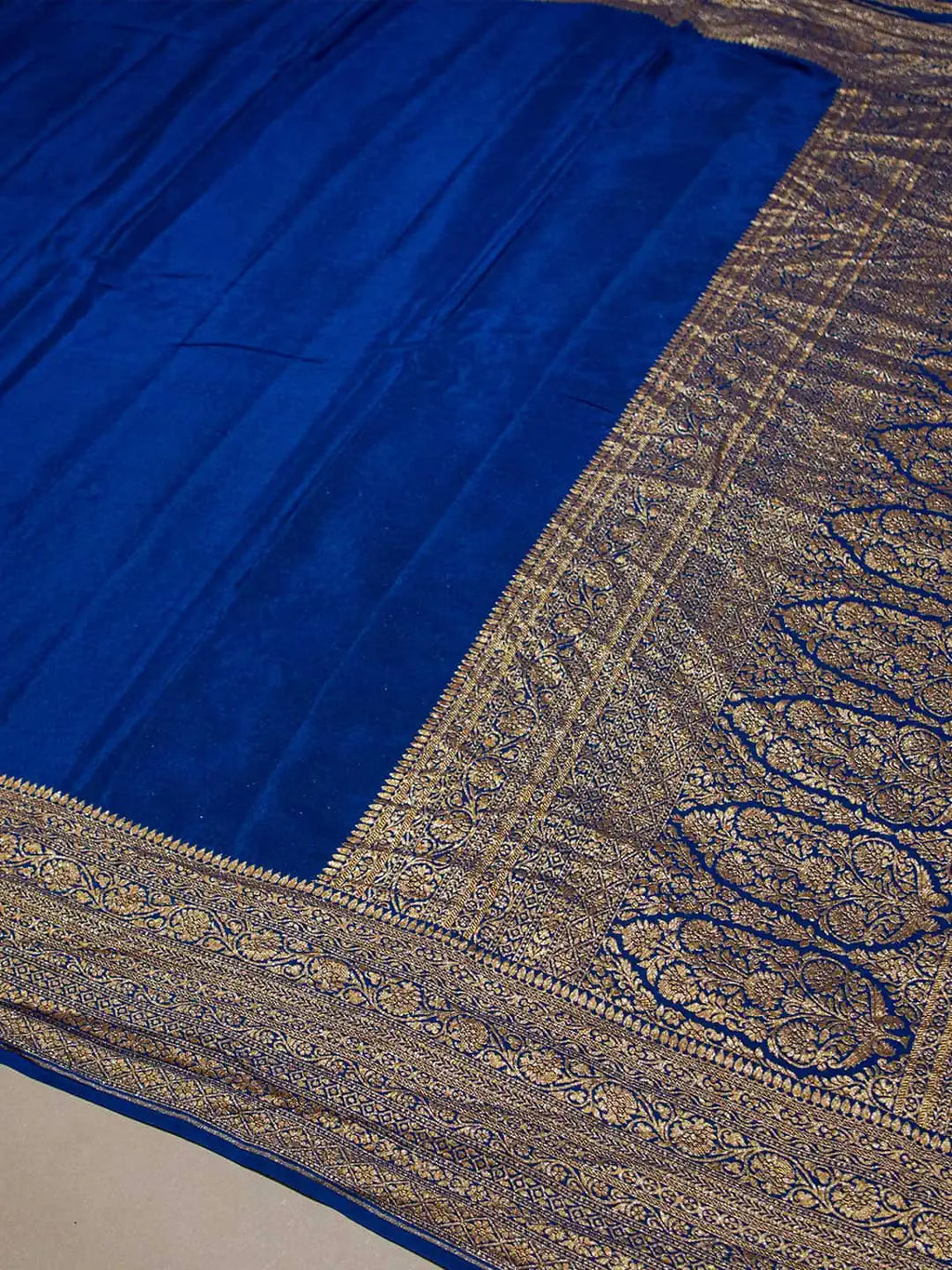 Handwoven Royal Blue Banarasi Khaddi Georgette Saree