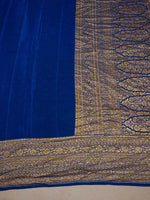 Handwoven Royal Blue Banarasi Khaddi Georgette Saree