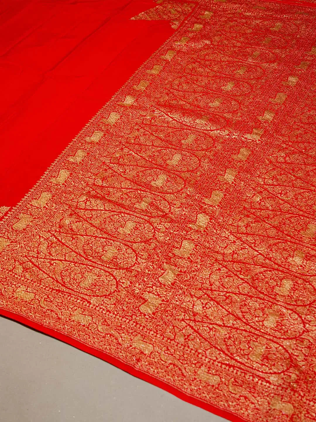 Grand red banarasi georgette saree... - Anamika Fashions | Facebook