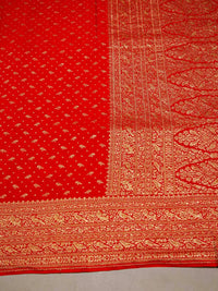 Handwoven Red Banarasi Khaddi Georgette Saree