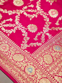 Handwoven Pink Banarasi Khaddi Georgette Saree