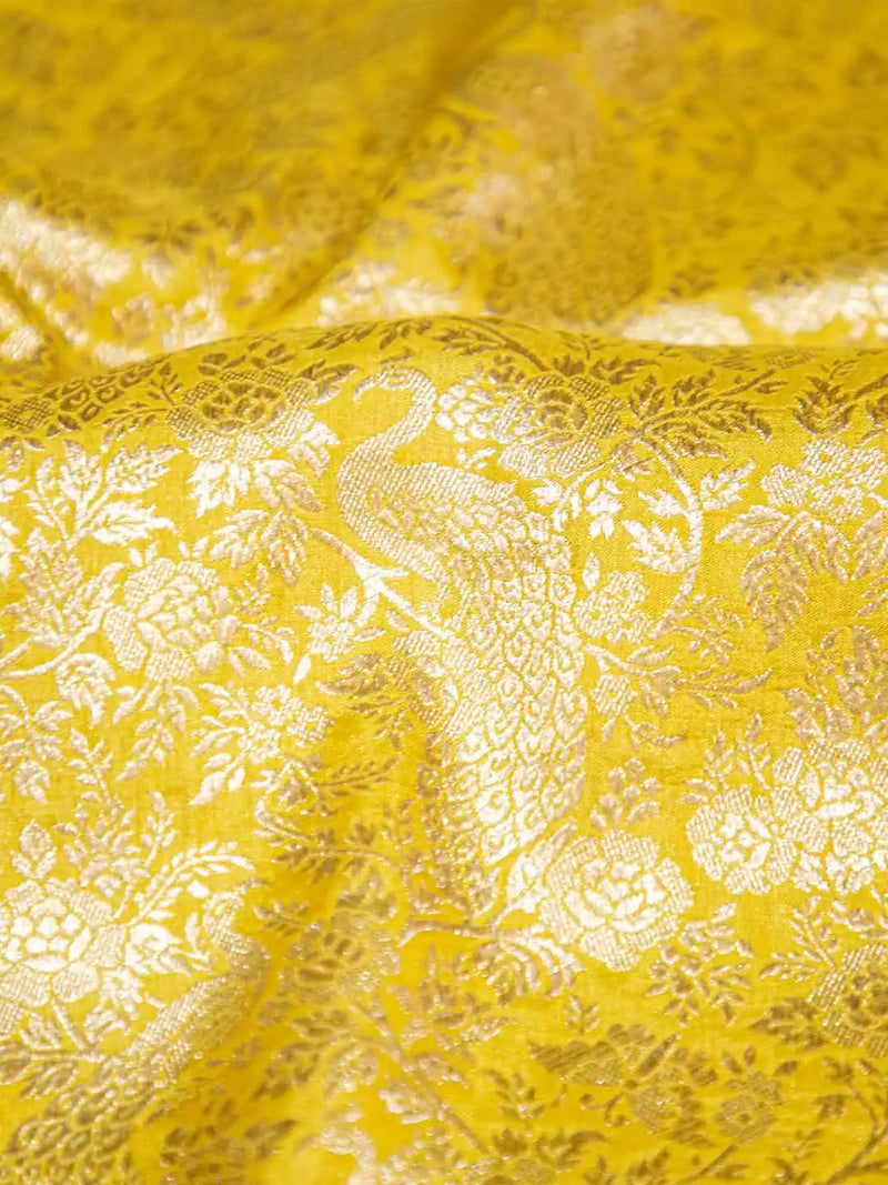 Handwoven Yellow Banarasi Katan Silk Saree