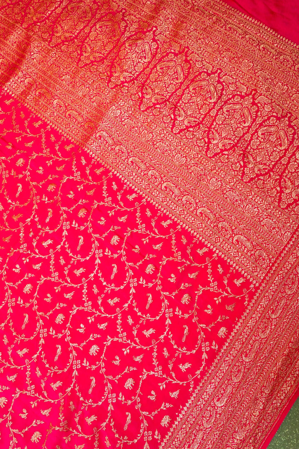 Handwoven Pink Banarasi Crape Georgette Saree