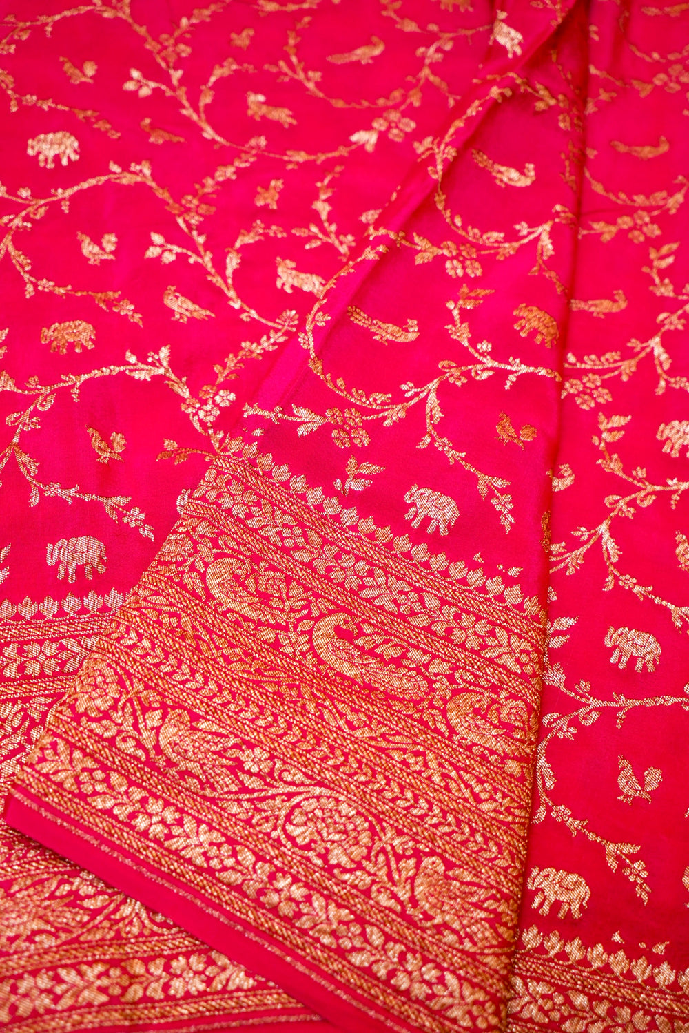 Handwoven Pink Banarasi Crape Georgette Saree