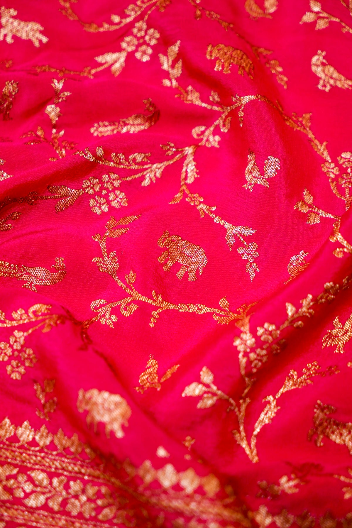 Handwoven Pink Banarasi Crape Georgette Saree