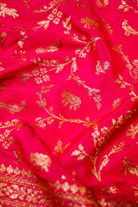 Handwoven Pink Banarasi Crape Georgette Saree