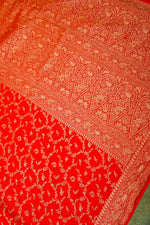 Handwoven Red Banarasi Crape Georgette Saree