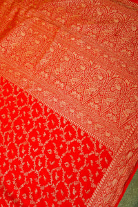 Handwoven Red Banarasi Crape Georgette Saree