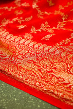 Handwoven Red Banarasi Crape Georgette Saree