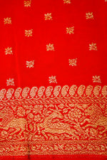 Handwoven Red Banarasi Crape Georgette Saree