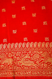 Handwoven Red Banarasi Crape Georgette Saree