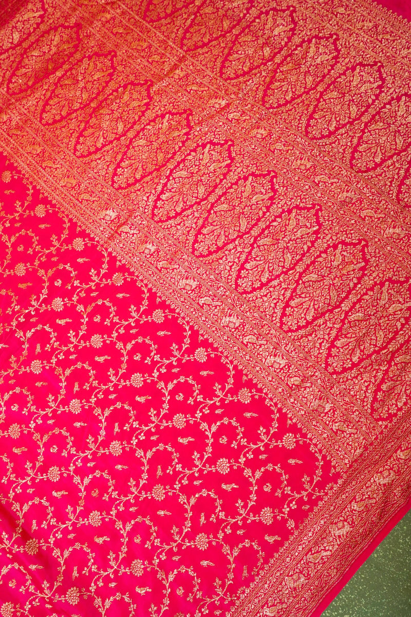 Handwoven Pink Banarasi Crape Georgette Saree