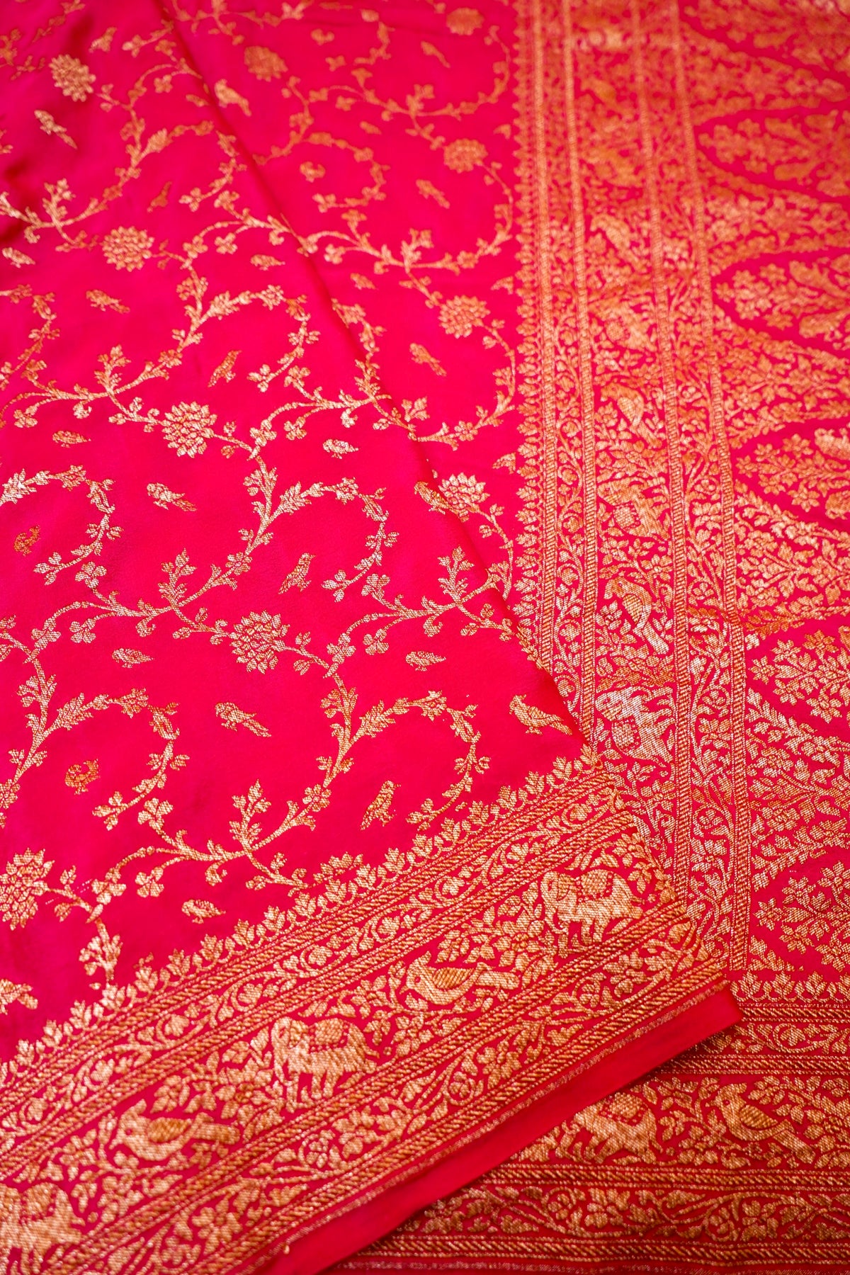 Handwoven Pink Banarasi Crape Georgette Saree