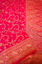 Handwoven Pink Banarasi Crape Georgette Saree