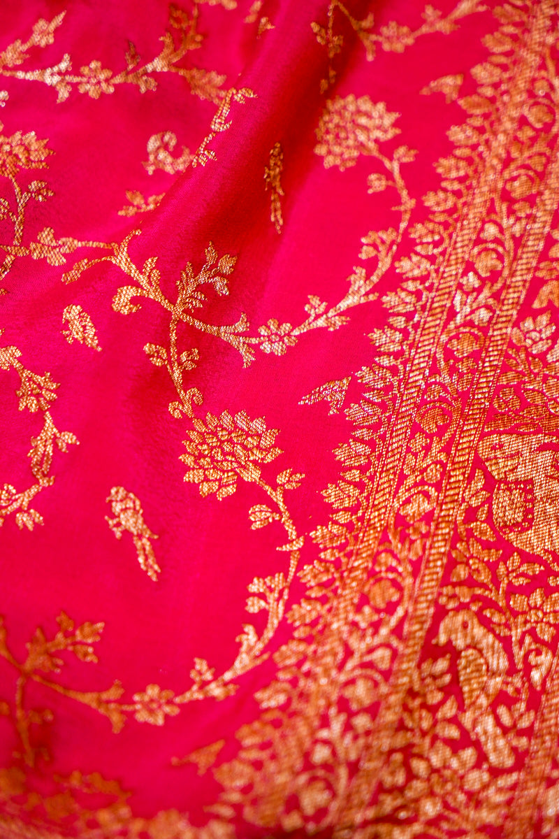 Handwoven Pink Banarasi Crape Georgette Saree