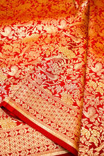 Handwoven Red Banarasi Katan Silk Saree