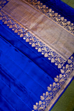 Handwoven Royal Blue Banarasi Mashru Silk Saree