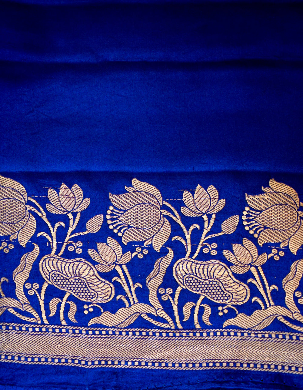 Handwoven Royal Blue Banarasi Mashru Silk Saree