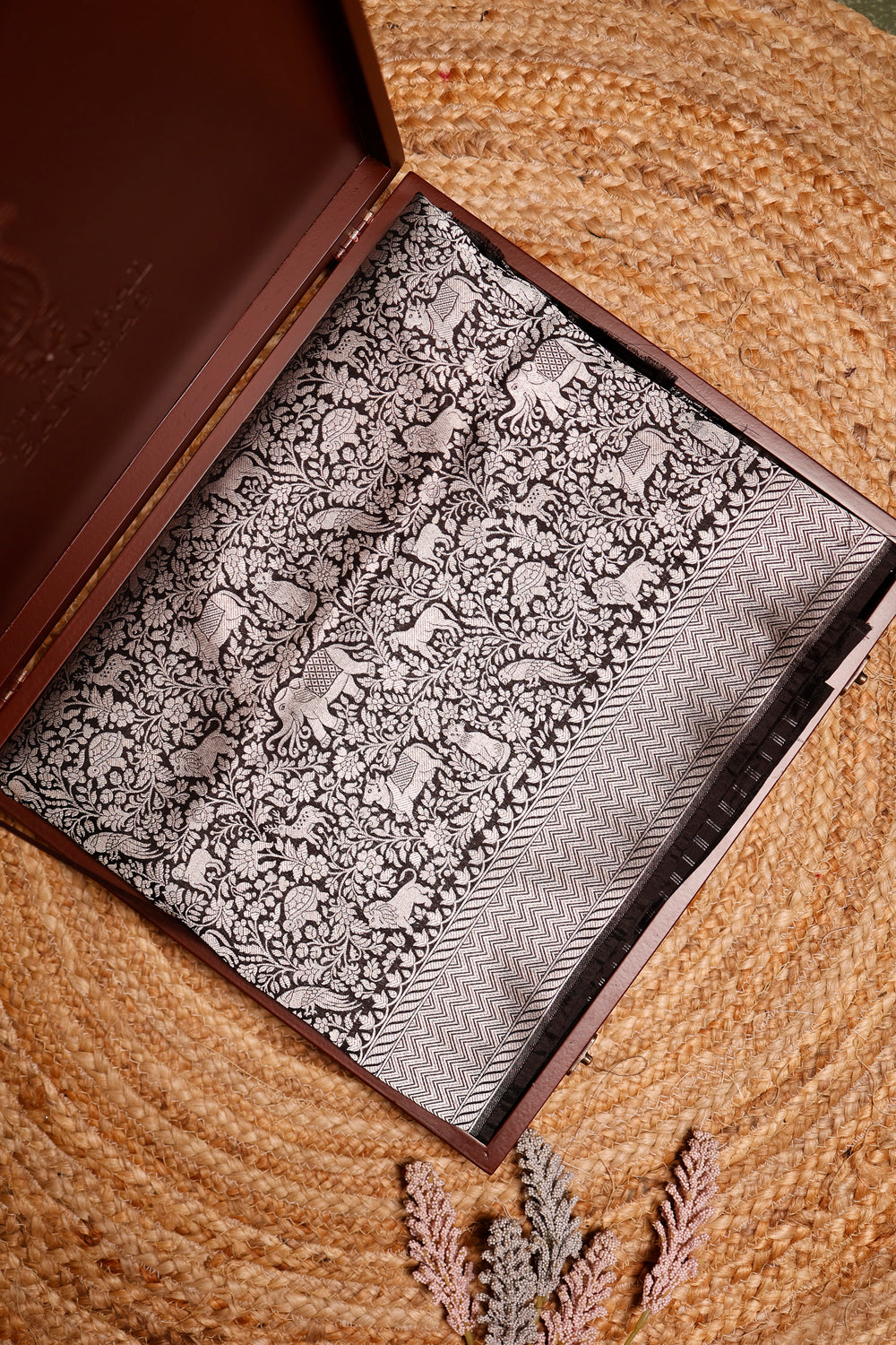 Handwoven Black Banarasi Katan Silk Saree