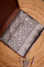 Handwoven Black Banarasi Katan Silk Saree