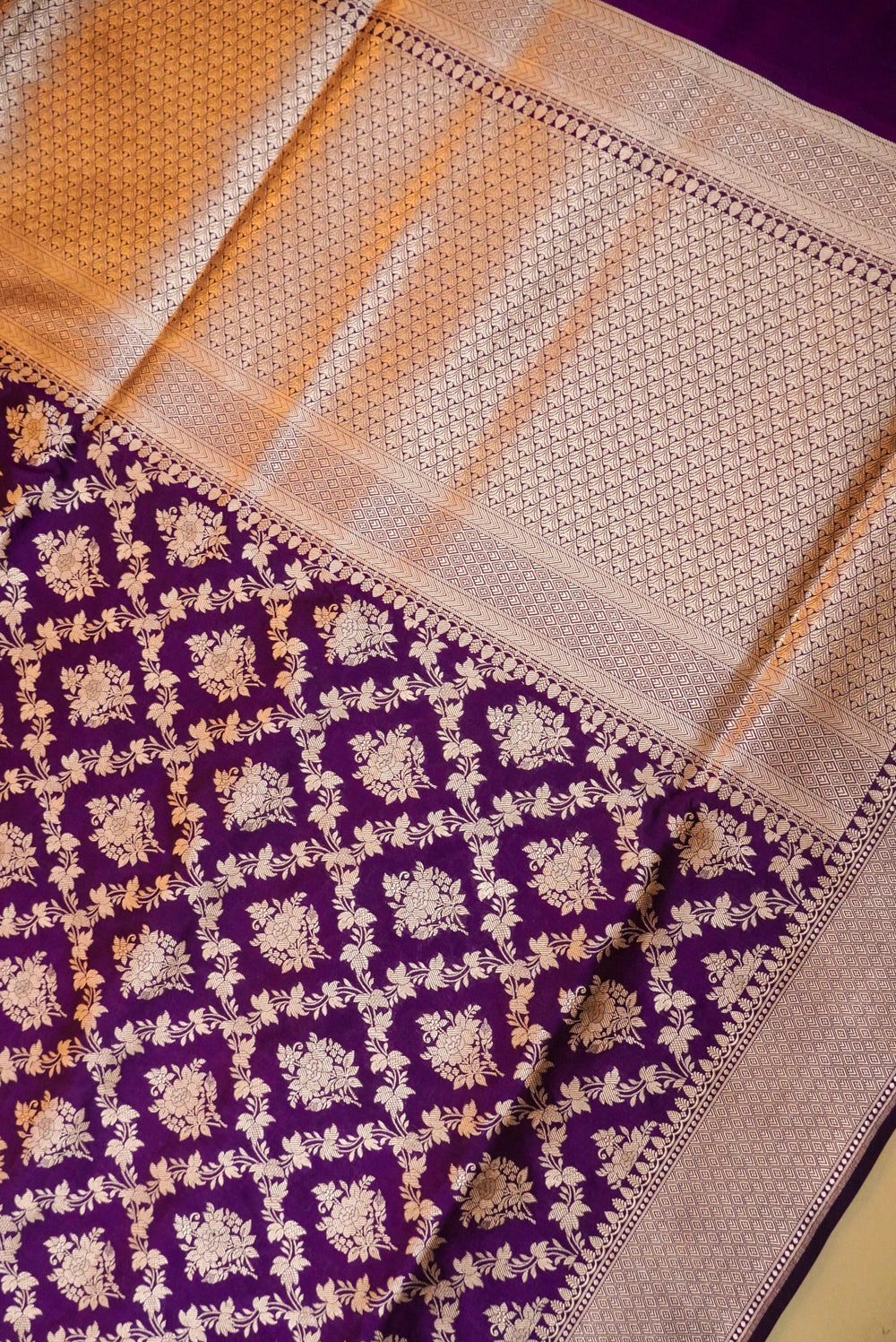 Handwoven Purple Banarasi Katan Silk Saree