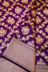 Handwoven Purple Banarasi Katan Silk Saree