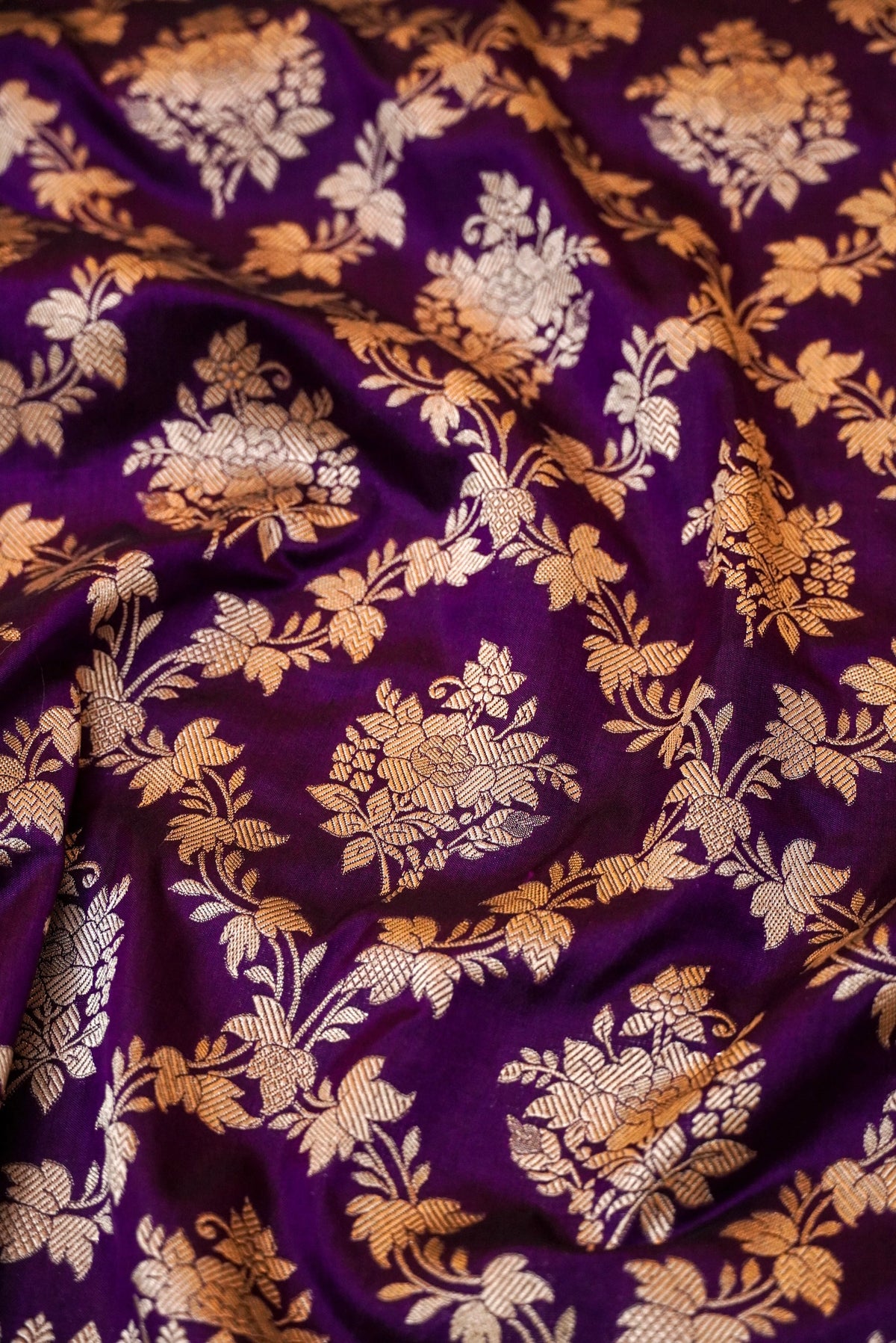 Handwoven Purple Banarasi Katan Silk Saree