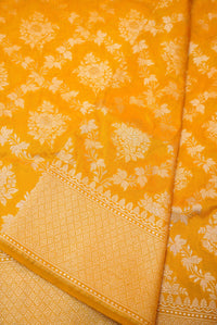 Handwoven Yellow  Banarasi Katan Silk Saree