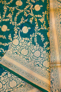 Handwoven Green Banarasi Katan Silk Saree