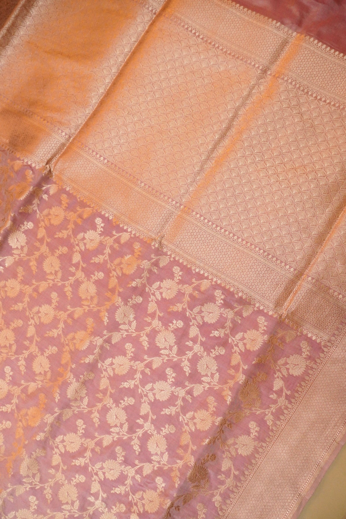 Handwoven Onion Pink Banarasi Katan Silk Saree