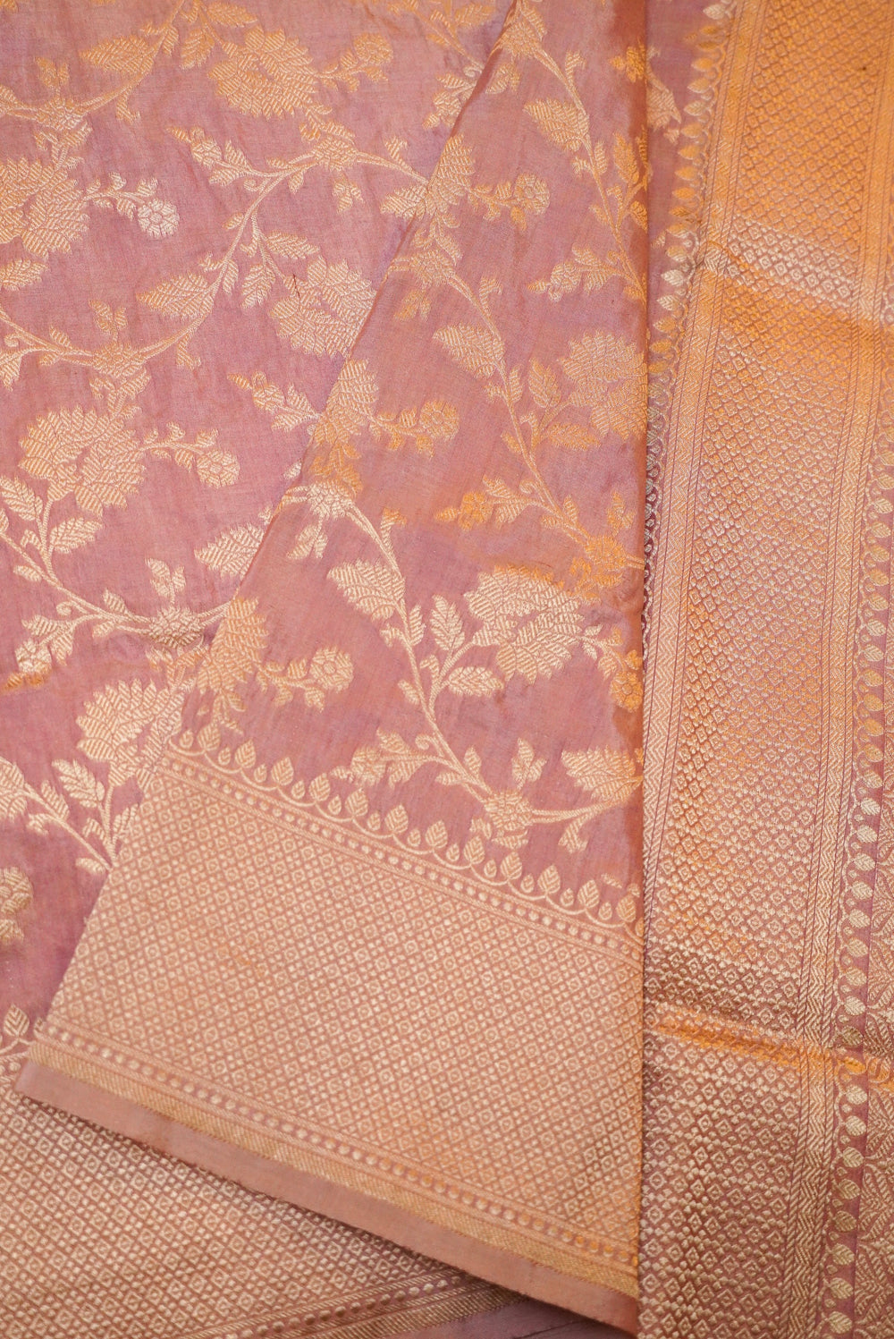 Handwoven Onion Pink Banarasi Katan Silk Saree