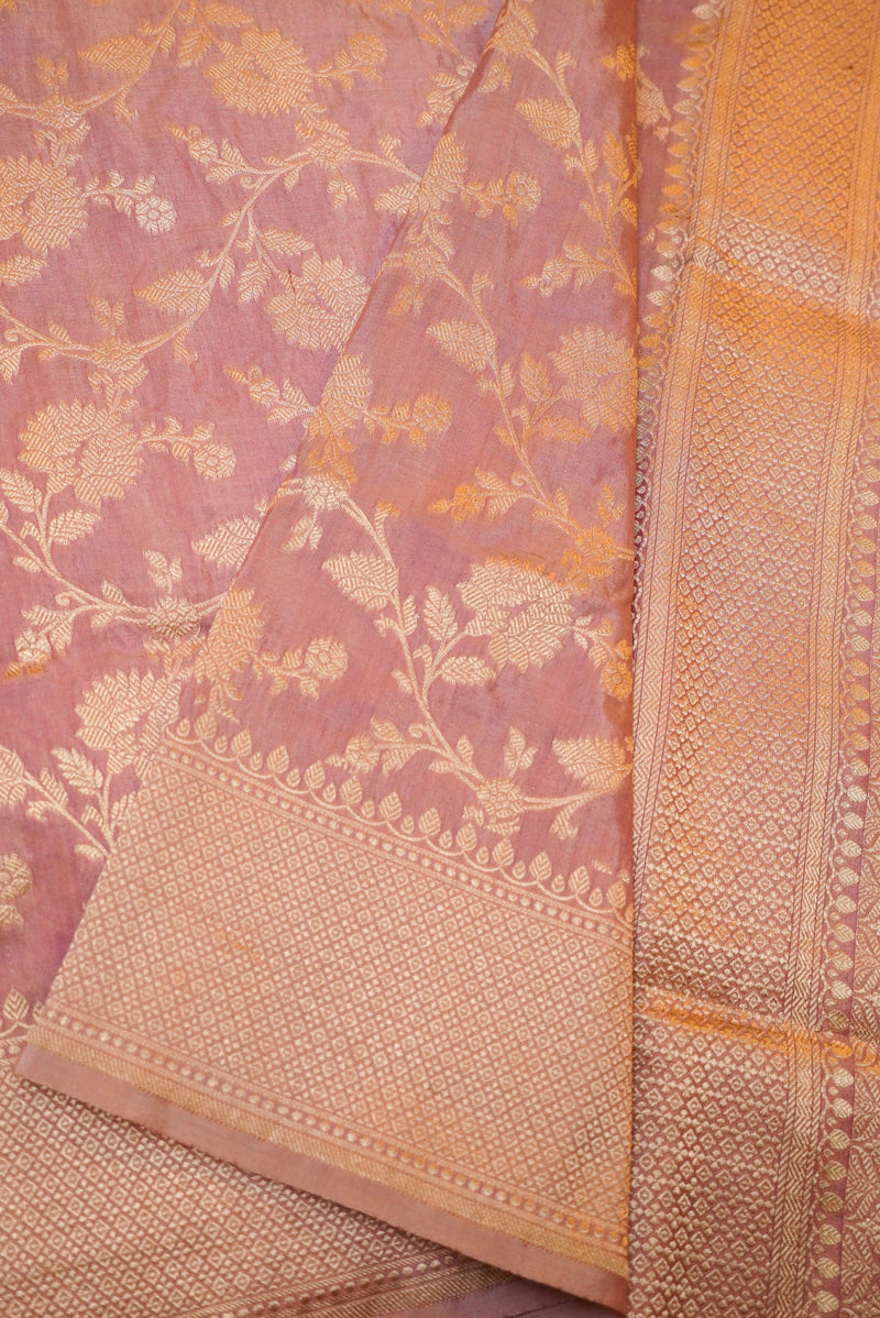 Handwoven Onion Pink Banarasi Katan Silk Saree