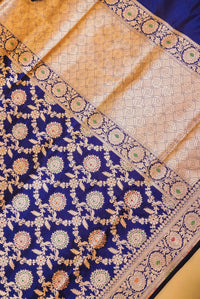 Handwoven Royal  Blue Banarasi Katan Silk Saree