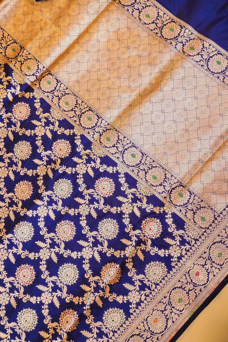 Handwoven Royal  Blue Banarasi Katan Silk Saree