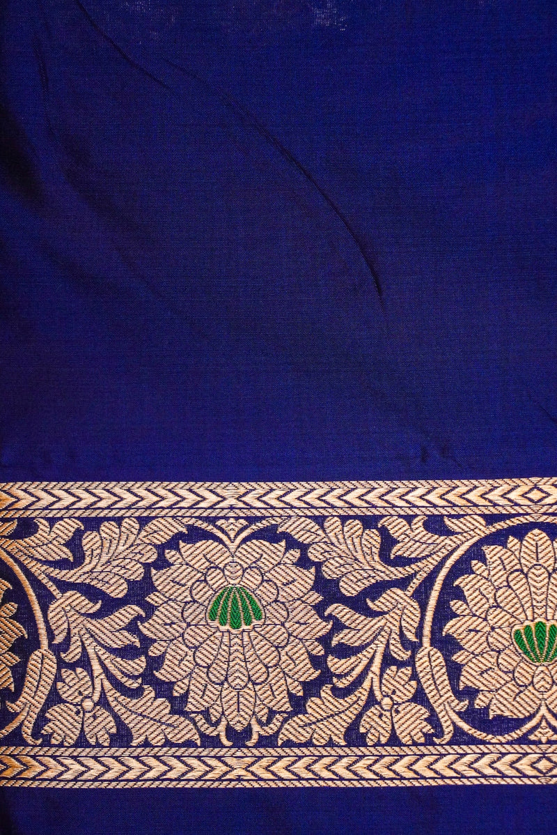 Handwoven Royal  Blue Banarasi Katan Silk Saree