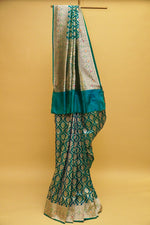 Handwoven Teal Green Banarasi Katan Silk Saree