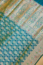 Handwoven Teal Green Banarasi Katan Silk Saree