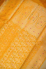 Handwoven Yellow Banarasi Katan Silk Saree