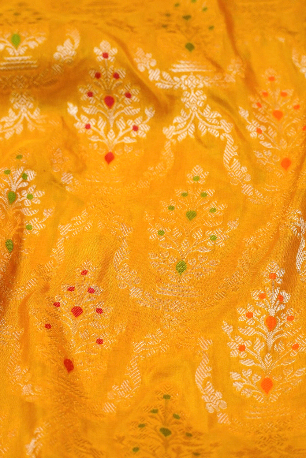 Handwoven Yellow Banarasi Katan Silk Saree