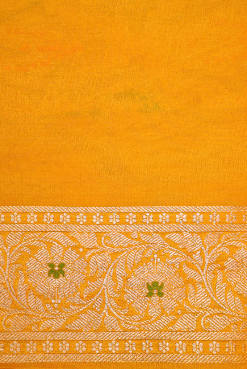 Handwoven Yellow Banarasi Katan Silk Saree