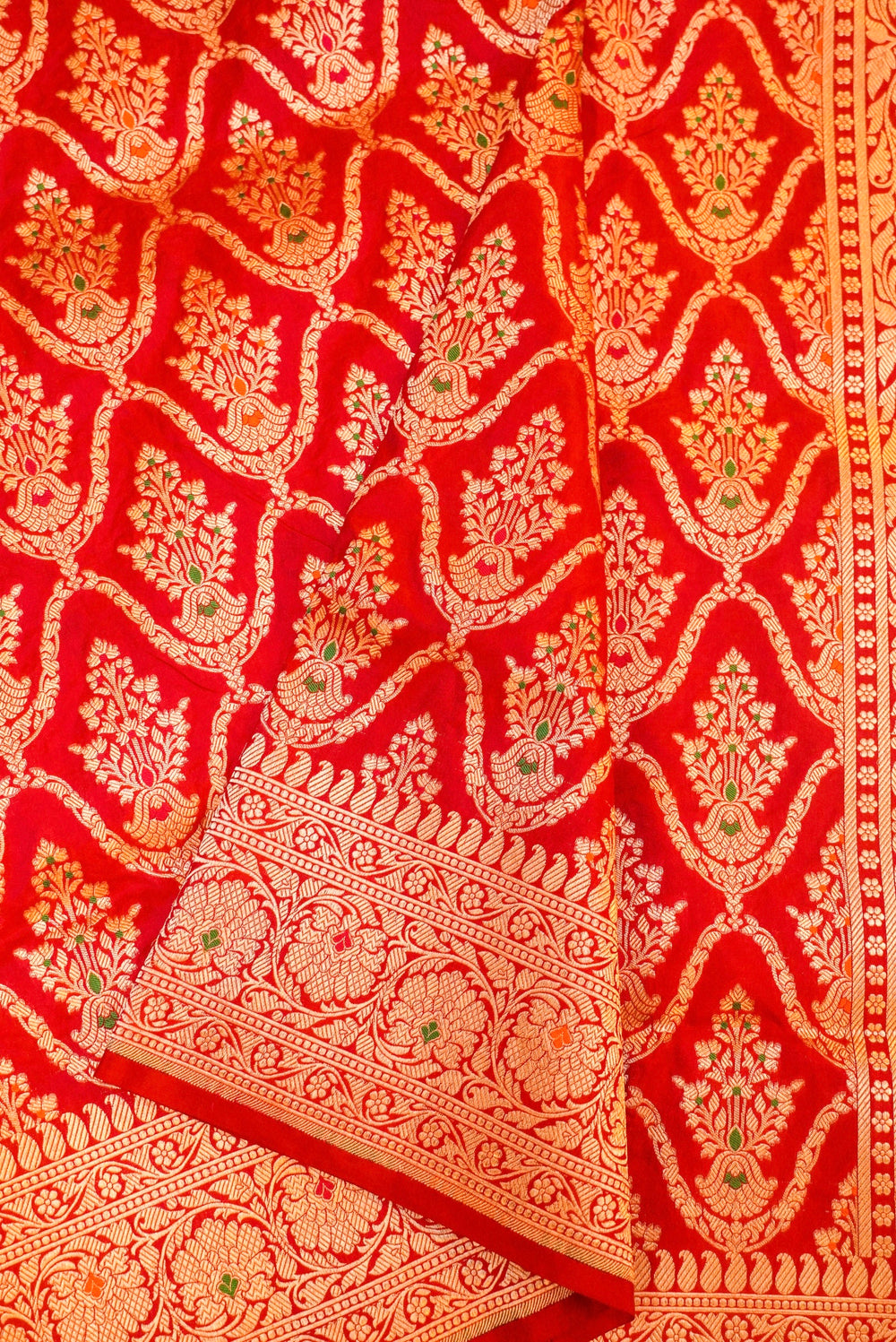 Handwoven Red Banarasi Katan Silk Saree