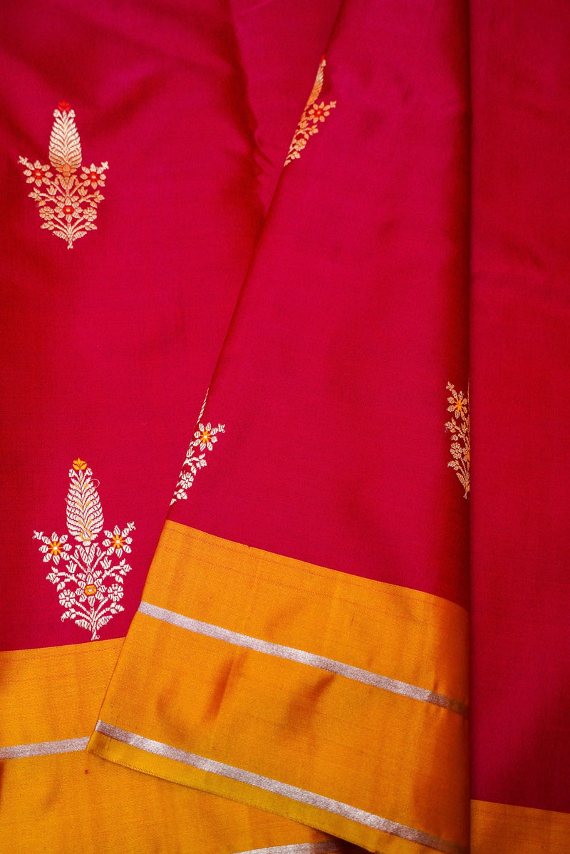 Handwoven Red Banarasi Katan Silk Saree