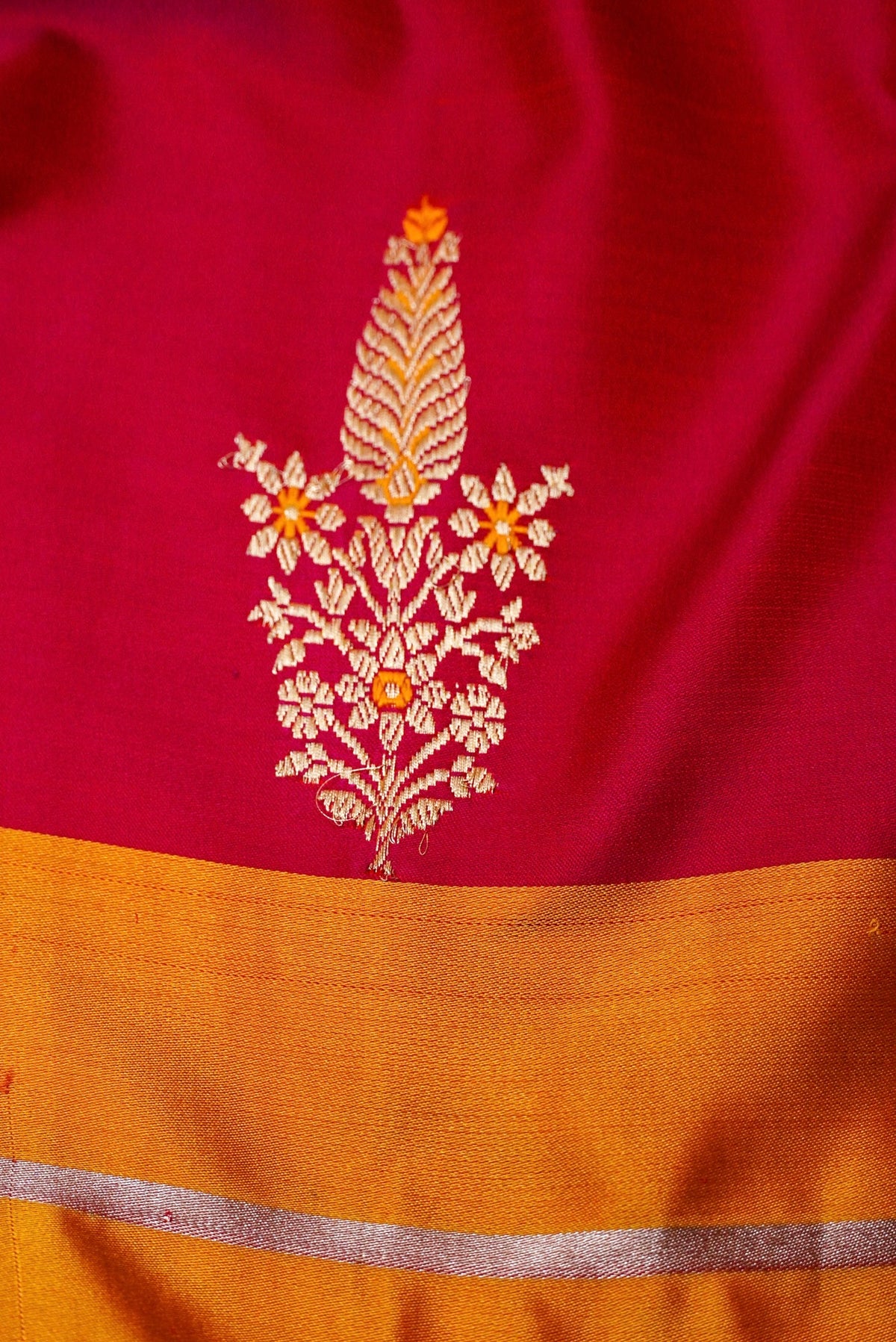 Handwoven Red Banarasi Katan Silk Saree