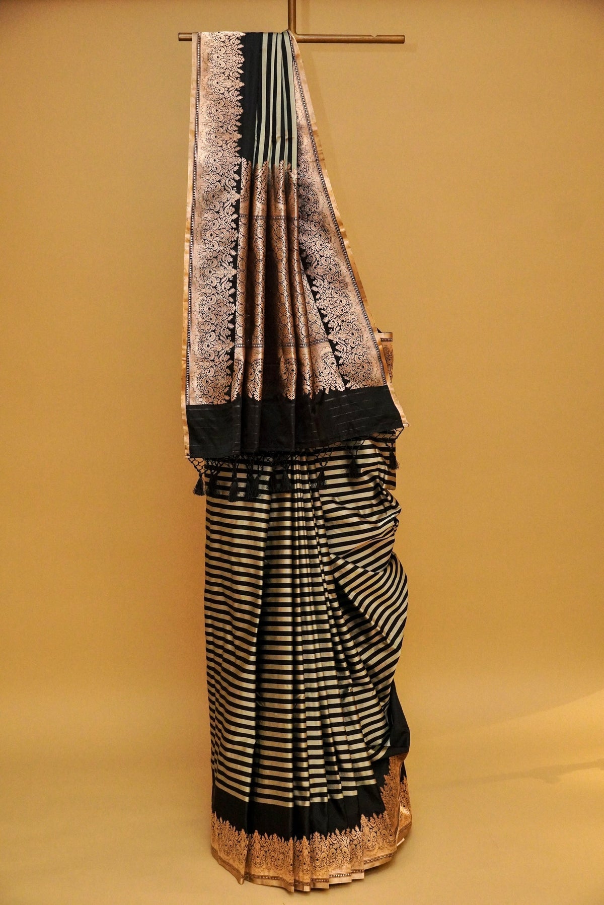 Handwoven Black Banarasi Katan Silk Saree