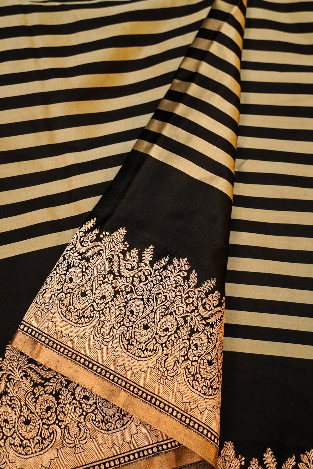 Handwoven Black Banarasi Katan Silk Saree