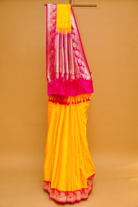 Handwoven Yellow Banarasi Katan Silk Saree