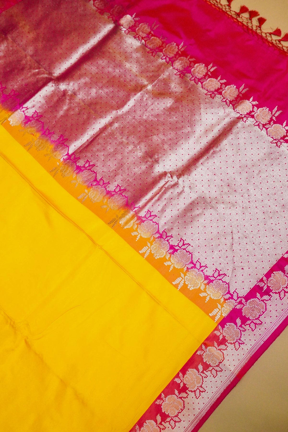 Handwoven Yellow Banarasi Katan Silk Saree